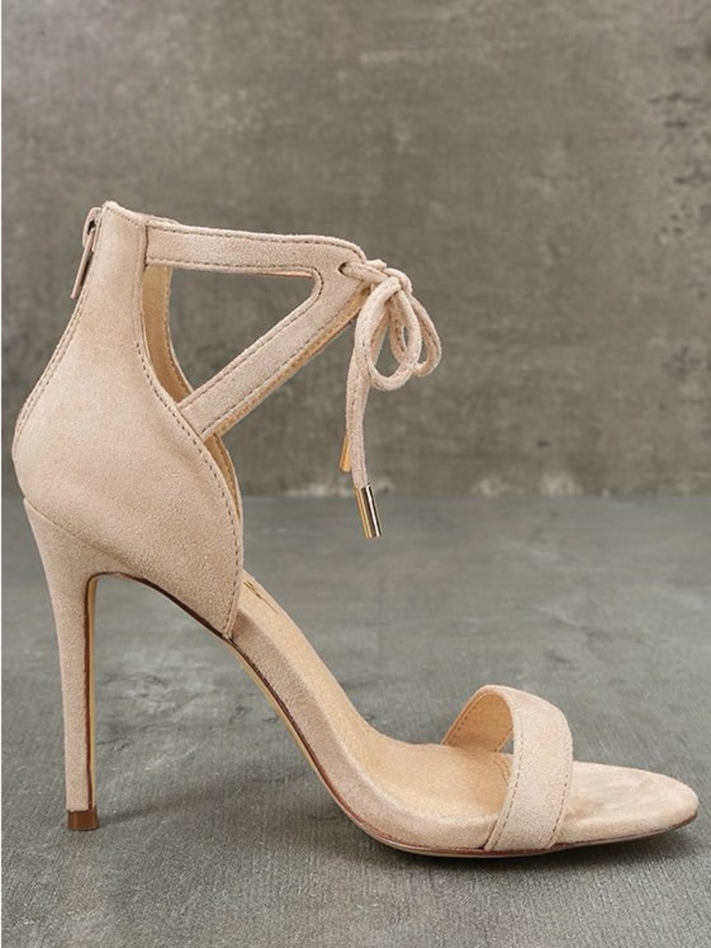 Lulu's Nude Ankle-Tie Stiletto Heels Size 7.5 - Picture 4 of 13
